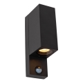Lucide 69802/02/30 - Kültéri érzékelős lámpa ZARO 2xGU10/7W/230V IP65 fekete