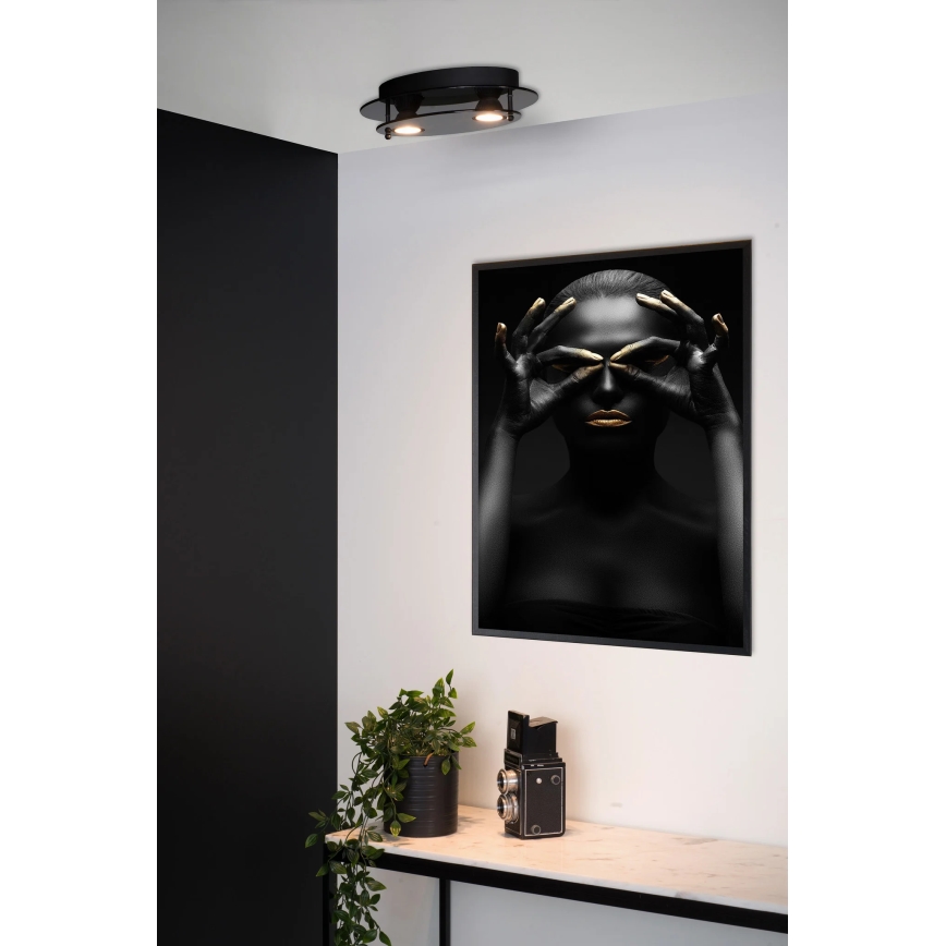 Lucide 79181/02/30 - Mennyezeti lámpa OKNO 2xGU10/5W/230V fekete
