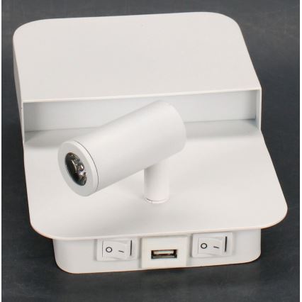 Lucide 79200/08/31 - LED fali lámpa BOXER LED/5W/230V + LED/5W USB fehér