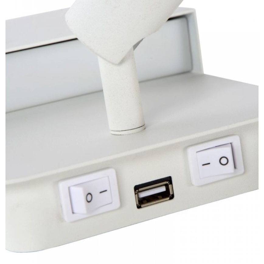 Lucide 79200/08/31 - LED fali lámpa BOXER LED/5W/230V + LED/5W USB fehér