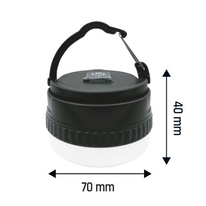 LUMINA POCKET hordozható, újratölthető LED-lámpa, 5V, 500 mAh, fekete