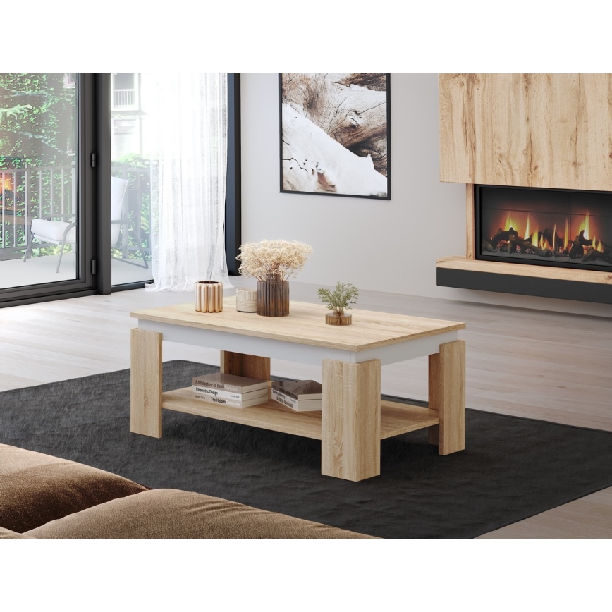 LUNO dohányzóasztal sonoma tölgy/fehér