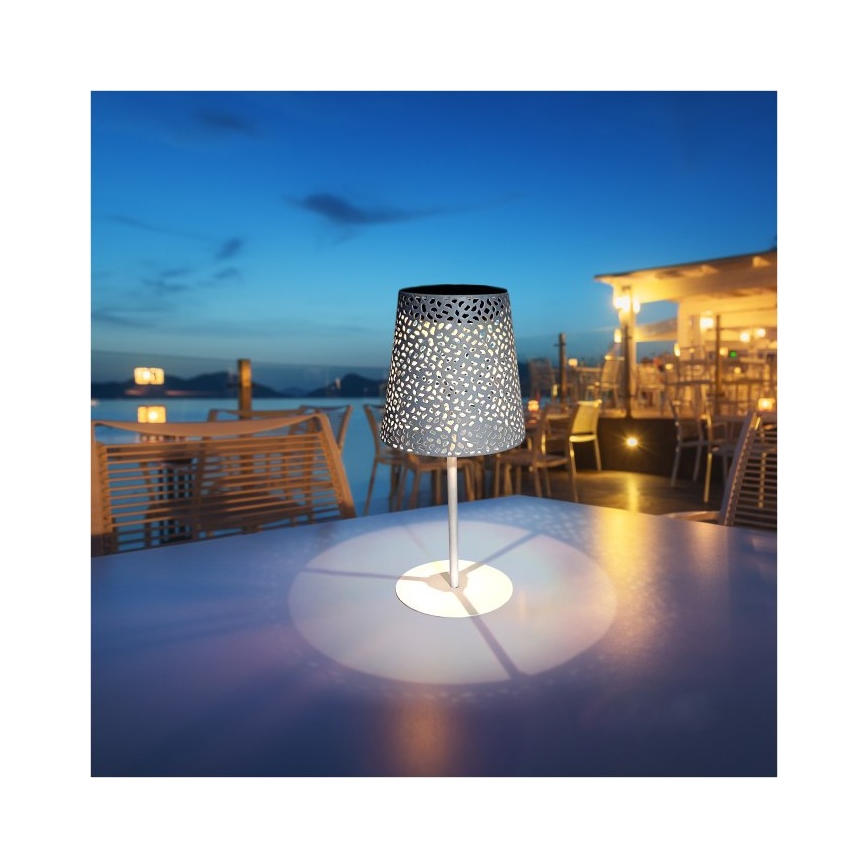 LUVETRA napelemes LED asztali lámpa, LED/1xAA, 4000K, IP44, 200 mAh, fehér