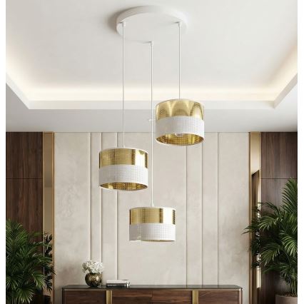 LUX kábeles csillár 3xE27/15W/230V fehér/arany