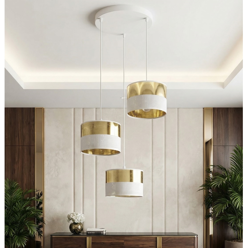 LUX kábeles csillár 3xE27/15W/230V fehér/arany