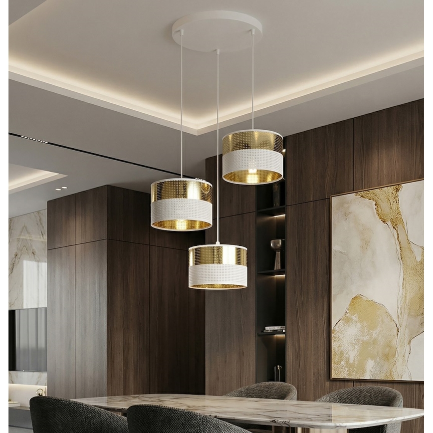 LUX kábeles csillár 3xE27/15W/230V fehér/arany