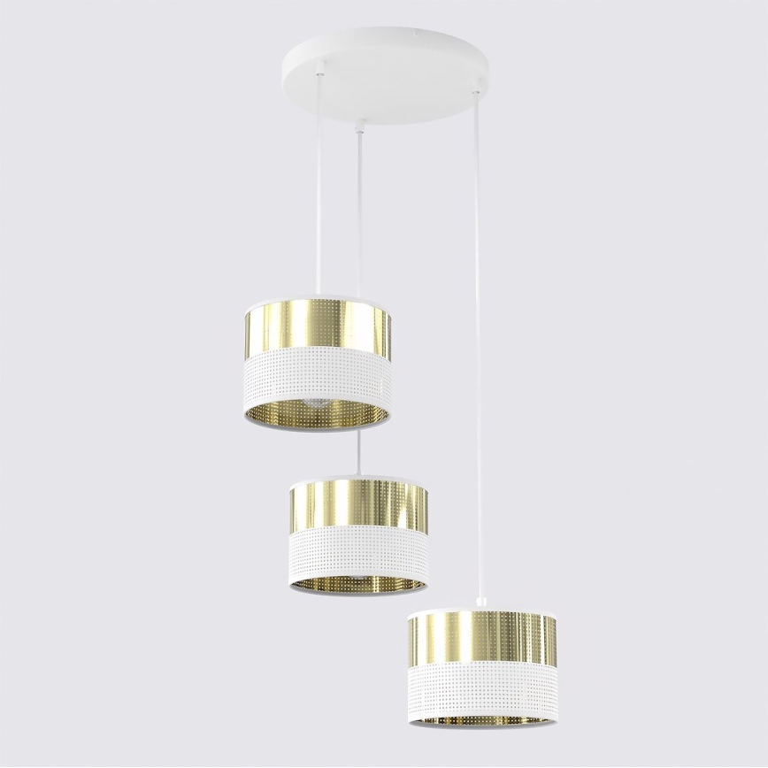 LUX kábeles csillár 3xE27/15W/230V fehér/arany