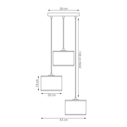 LUX kábeles csillár 3xE27/15W/230V fehér/arany