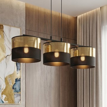 LUX kábeles csillár 3xE27/15W/230V fekete/arany