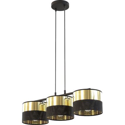 LUX kábeles csillár 3xE27/15W/230V fekete/arany