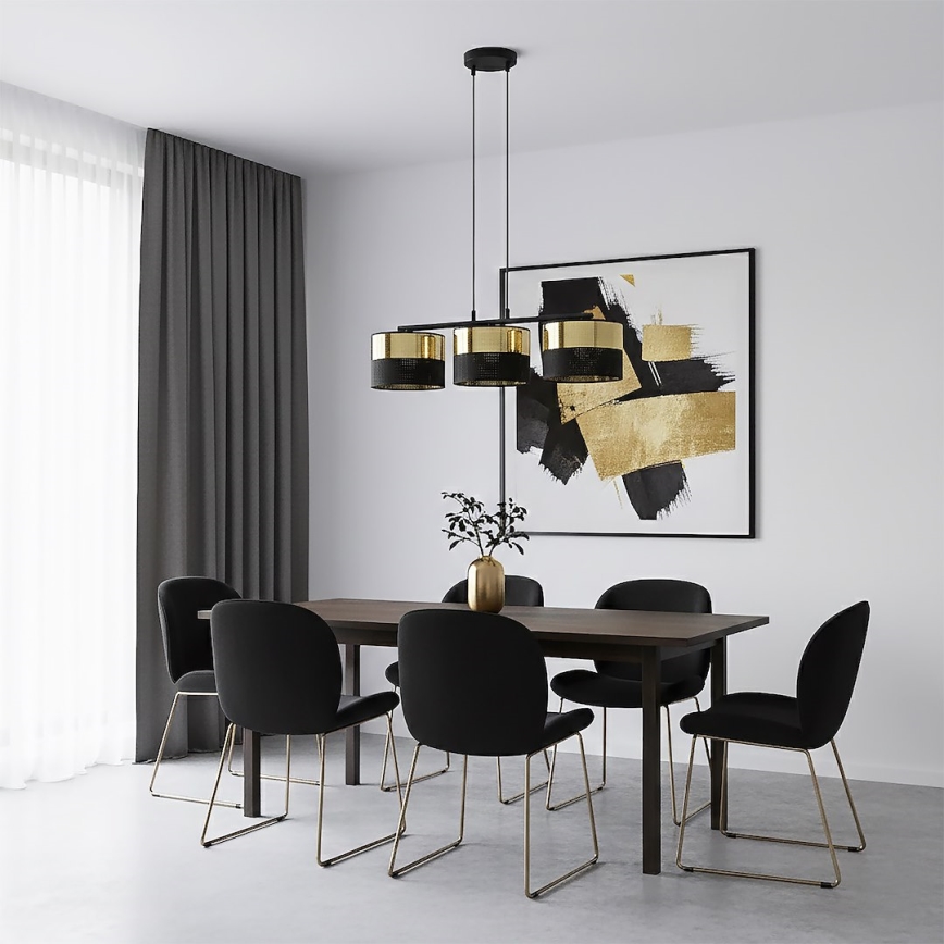 LUX kábeles csillár 3xE27/15W/230V fekete/arany