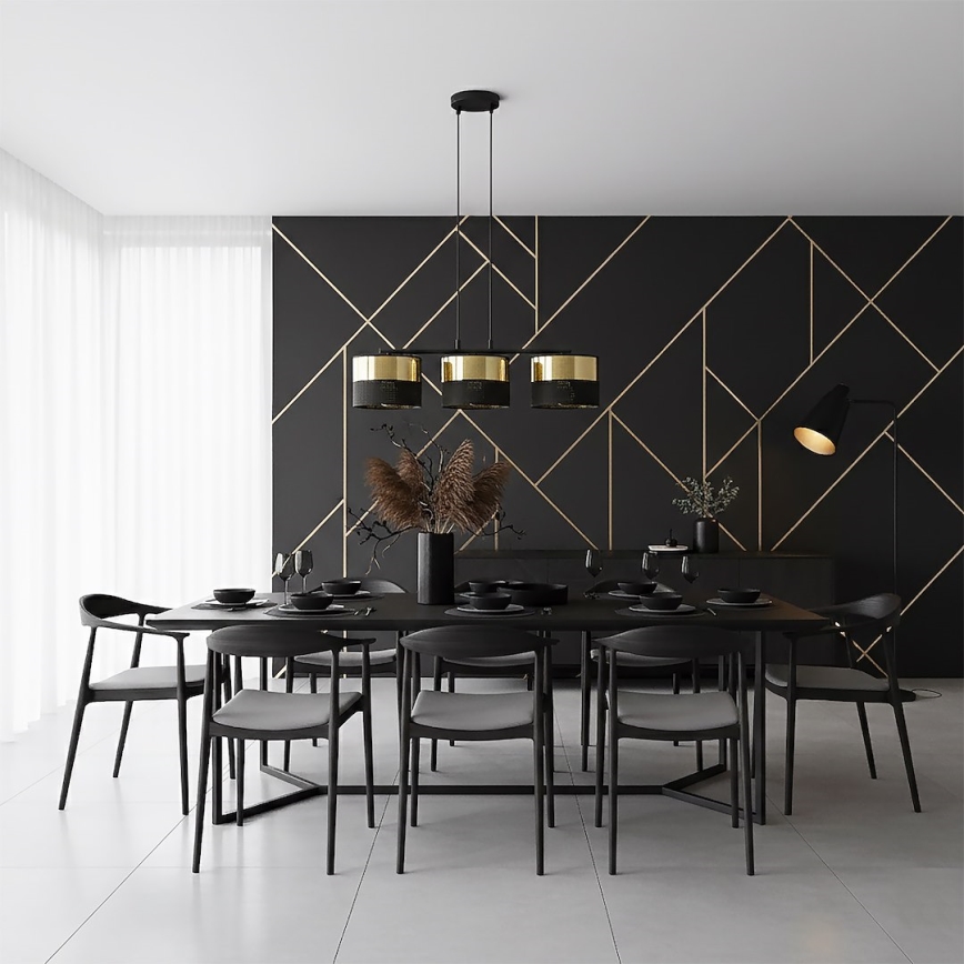 LUX kábeles csillár 3xE27/15W/230V fekete/arany