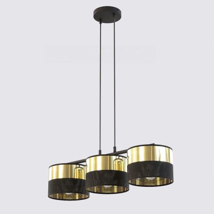 LUX kábeles csillár 3xE27/15W/230V fekete/arany