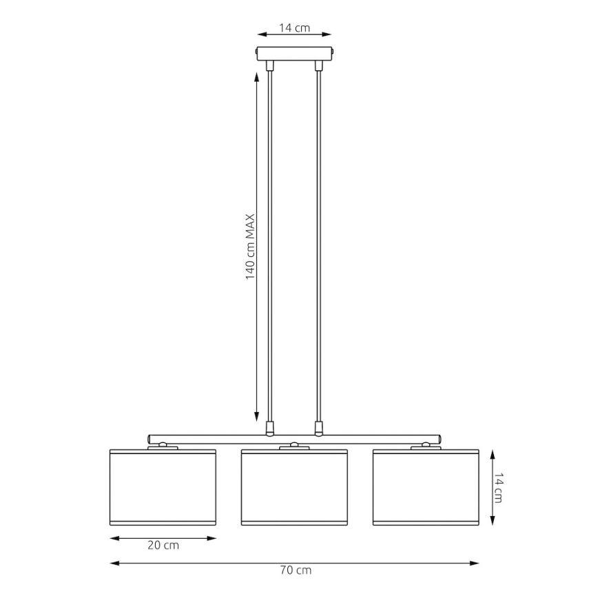 LUX kábeles csillár 3xE27/15W/230V fekete/arany