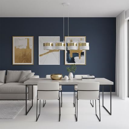 LUX zsinóros csillár 4xE27/15W/230V fehér/arany