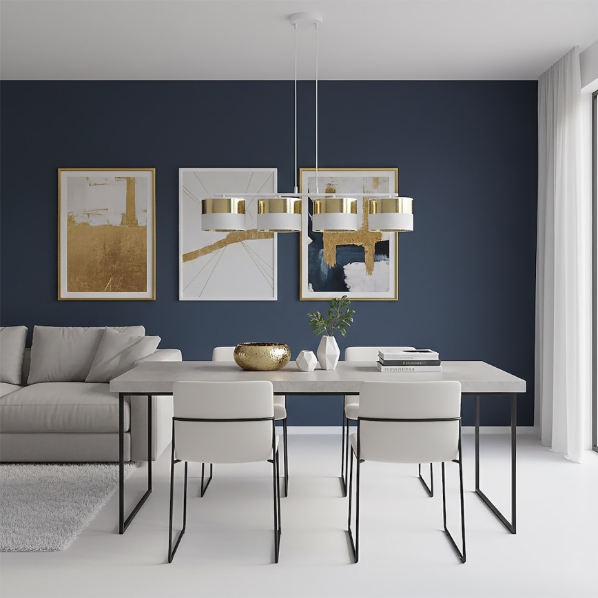 LUX zsinóros csillár 4xE27/15W/230V fehér/arany