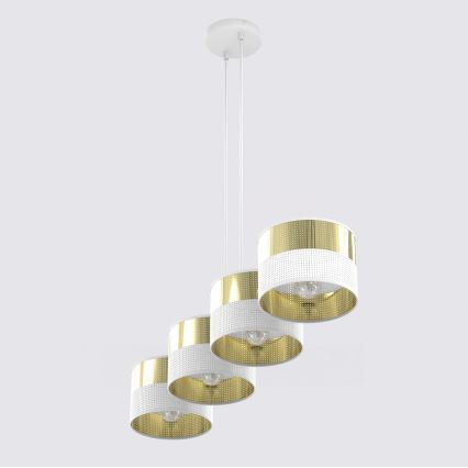 LUX zsinóros csillár 4xE27/15W/230V fehér/arany