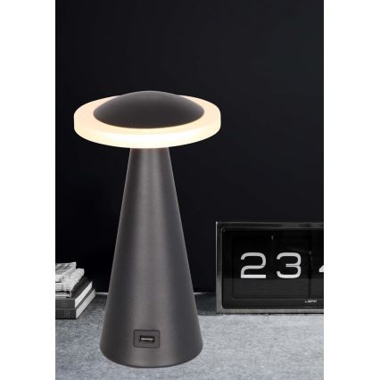 Luxera 26101 - LED Szabályozható asztali lámpa USB konnektor TAPER LED/7W/230V