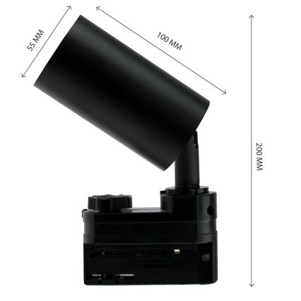 MADARA OPTIMO 1xGU10/35W/230V fekete sínrendszerbe illeszthető spotlámpa