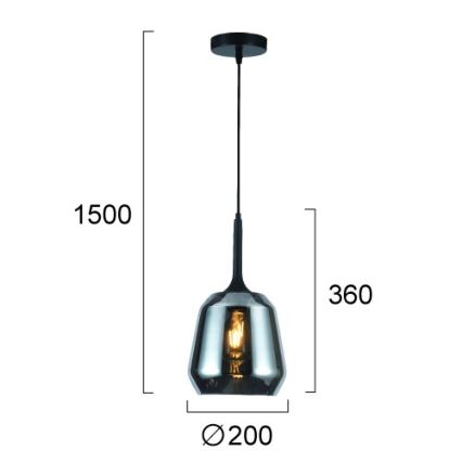 MAEVA kábeles függeszték 1xE27/40W/230V füstszínű fekete/fekete