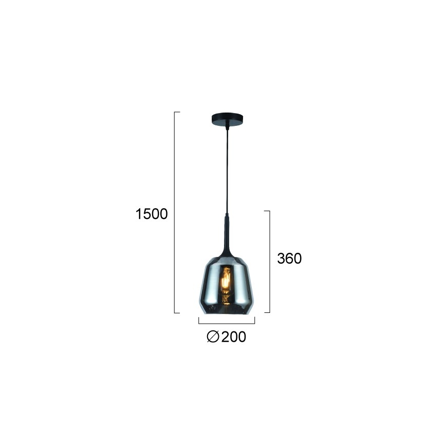 MAEVA kábeles függeszték 1xE27/40W/230V füstszínű fekete/fekete