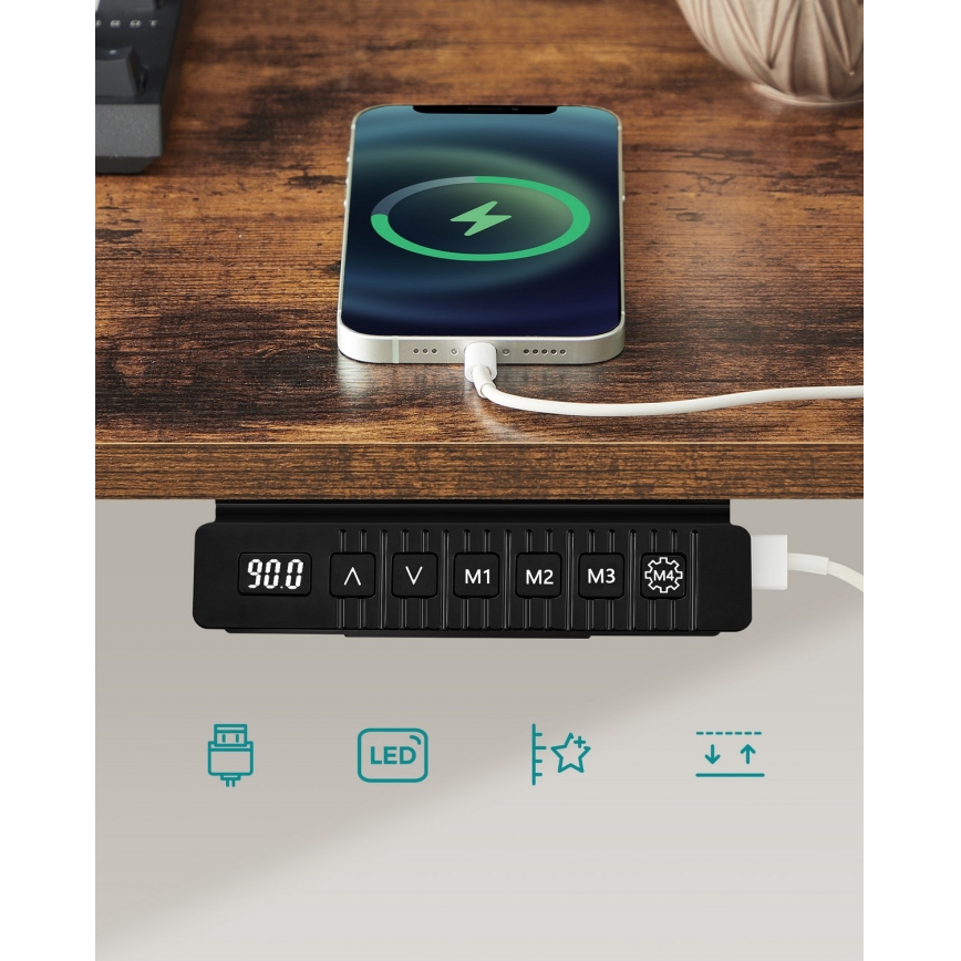 Magasságban állítható íróasztal SOLEA-X barna/fekete