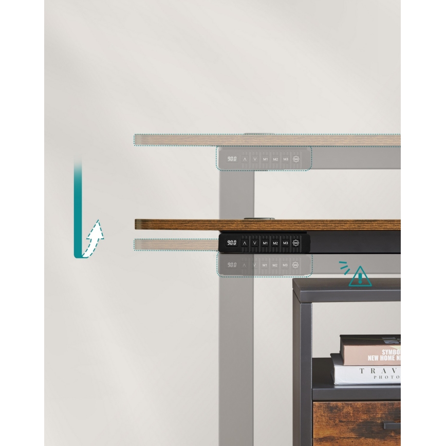 Magasságban állítható íróasztal SOLEA-X barna/fekete