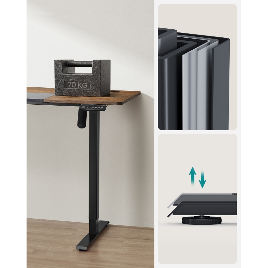 Magasságban állítható íróasztal SOLEA-X barna/fekete