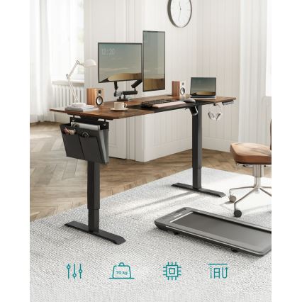 Magasságban állítható íróasztal SOLEA-X barna/fekete