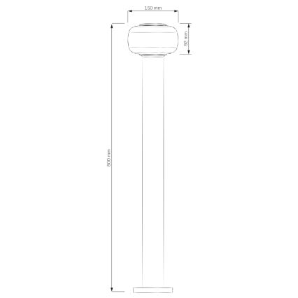 MALAGA kültéri LED-lámpa, 12 W, 230 V, 80 cm, IP44, fekete