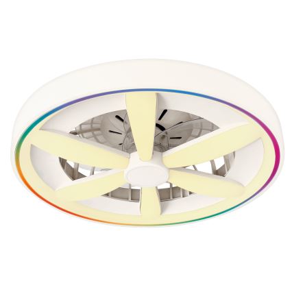 LED RGBW dimmelhető mennyezeti lámpa ventilátorral MALAWI LED/48W/230V 3000-6500K fehér + távirányító