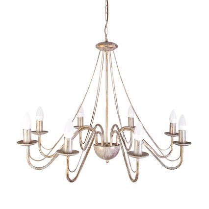 MALBO láncos csillár 8xE14/10W/230V fehér/arany/patina
