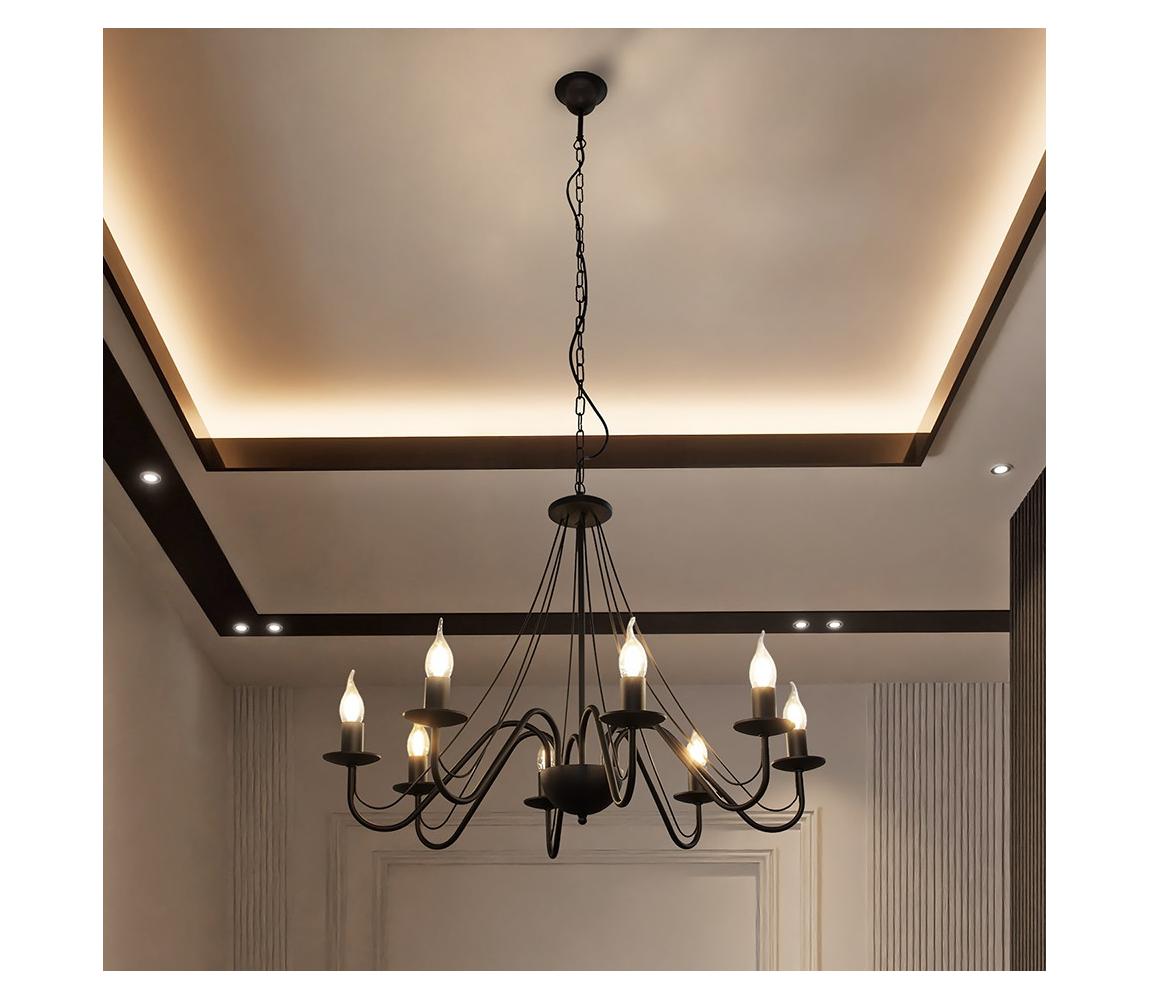 MALBO láncos csillár 8xE14/10W/230V fekete W