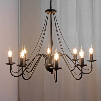 MALBO láncos csillár 8xE14/10W/230V fekete
