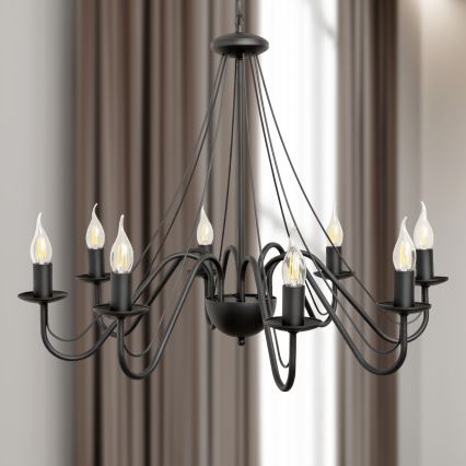MALBO láncos csillár 8xE14/10W/230V fekete