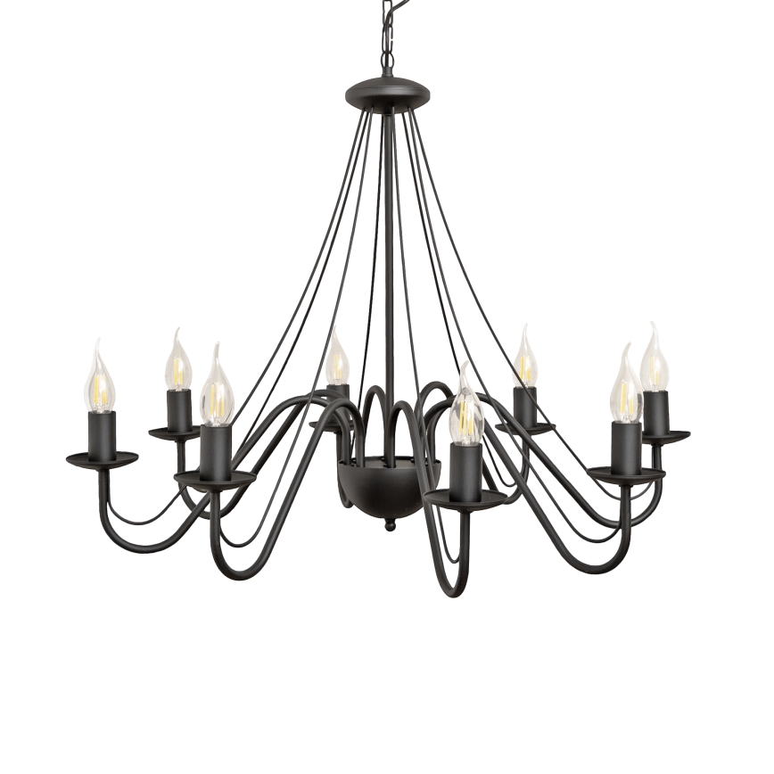 MALBO láncos csillár 8xE14/10W/230V fekete