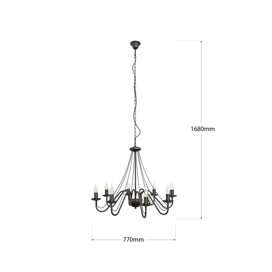 MALBO láncos csillár 8xE14/10W/230V fekete