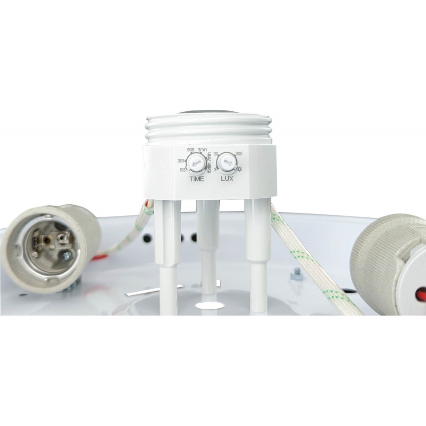Mennyezeti lámpatest mozgás- és alkonyérzékelővel MANA 2xE27/40W/230V, átm. 30 cm, fehér