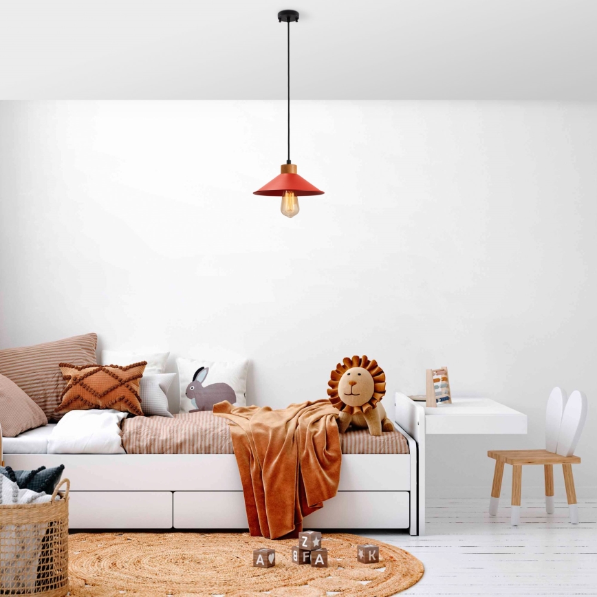 MANAVGAT kábellel függesztett csillár 1xE27/40W/230V piros/barna