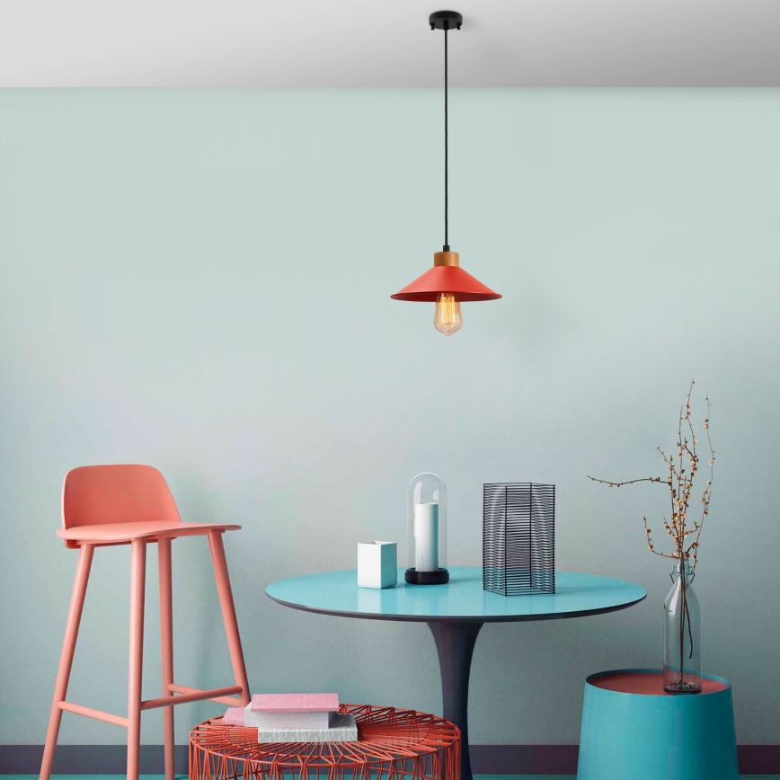 MANAVGAT kábellel függesztett csillár 1xE27/40W/230V piros/barna