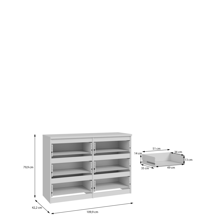 MAO fehér fiókos komód