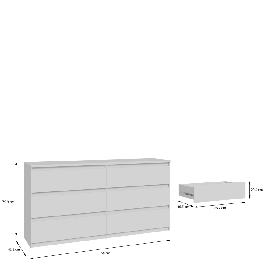 MAO fehér fiókos komód