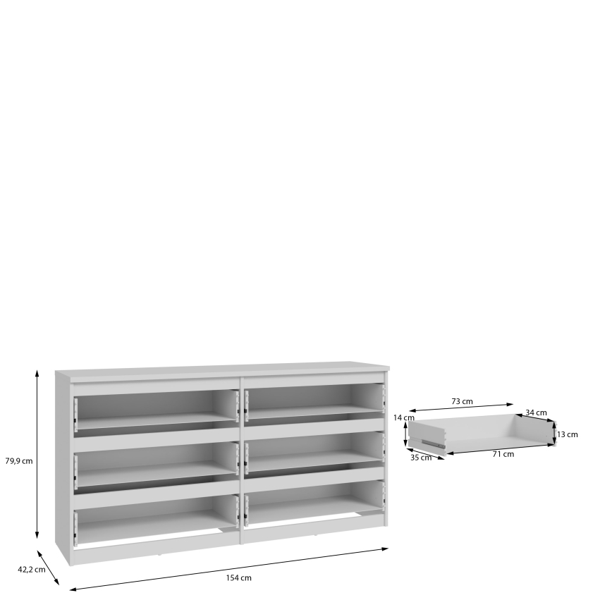 MAO fehér fiókos komód