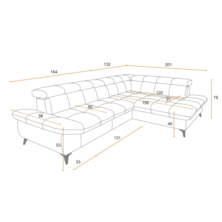 Kinyitható sarokkanapé L-alakban MARANO balos olívazöld
