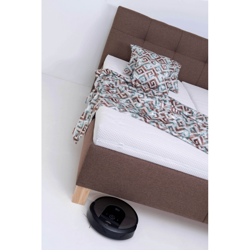 MARIA kárpitozott ágy ágyneműtartóval, matrac nélkül, 180x200 cm, barna