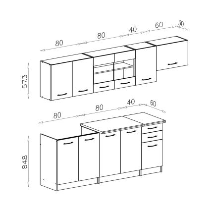 MARISA 260 cm konyhabútor, fehér