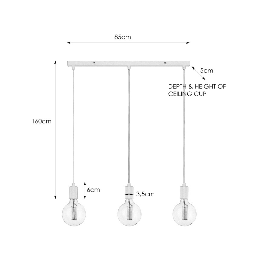 Markslöjd 106335 - Csillár zsinóron SKY 3xE27/60W/230V