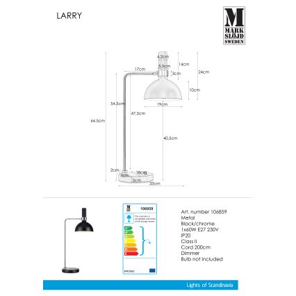 Markslöjd 106859 - Dimmelhető asztali lámpa LARRY 1xE27/60W/230V