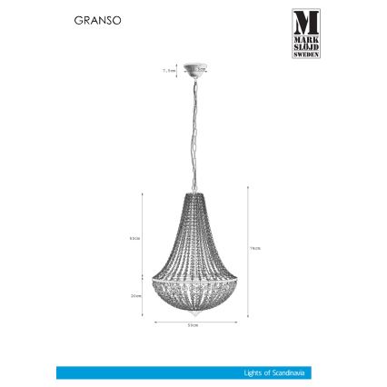 Markslöjd 107028 - Kristály csillár láncon GRÄNSÖ 3xE14/40W/230V