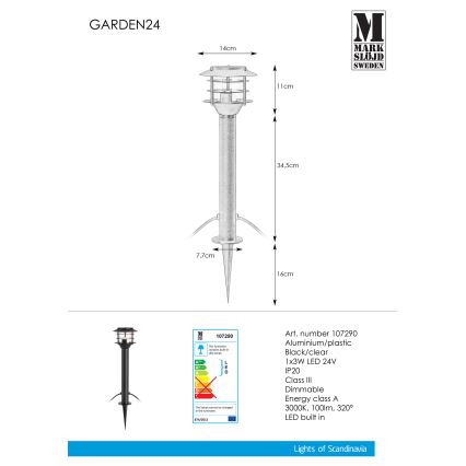 Markslöjd 107290 - LED Kültéri lámpa GARDEN 24 LED/3W/24V 45 cm IP44 fekete